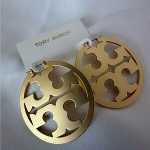 Tory Burch brushed GOLD MILLER LARGE HOOP EARRINGS